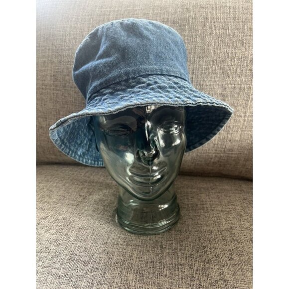 Vintage Faded Glory Y2K Bucket Hat Blue Denim Casual Grunge Streetwear Indie - Picture 2 of 6